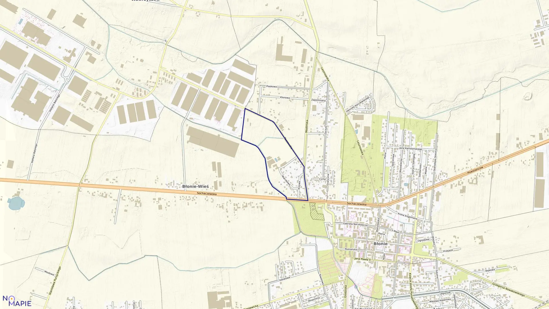 Mapa obrębu 0003 w gminie Błonie