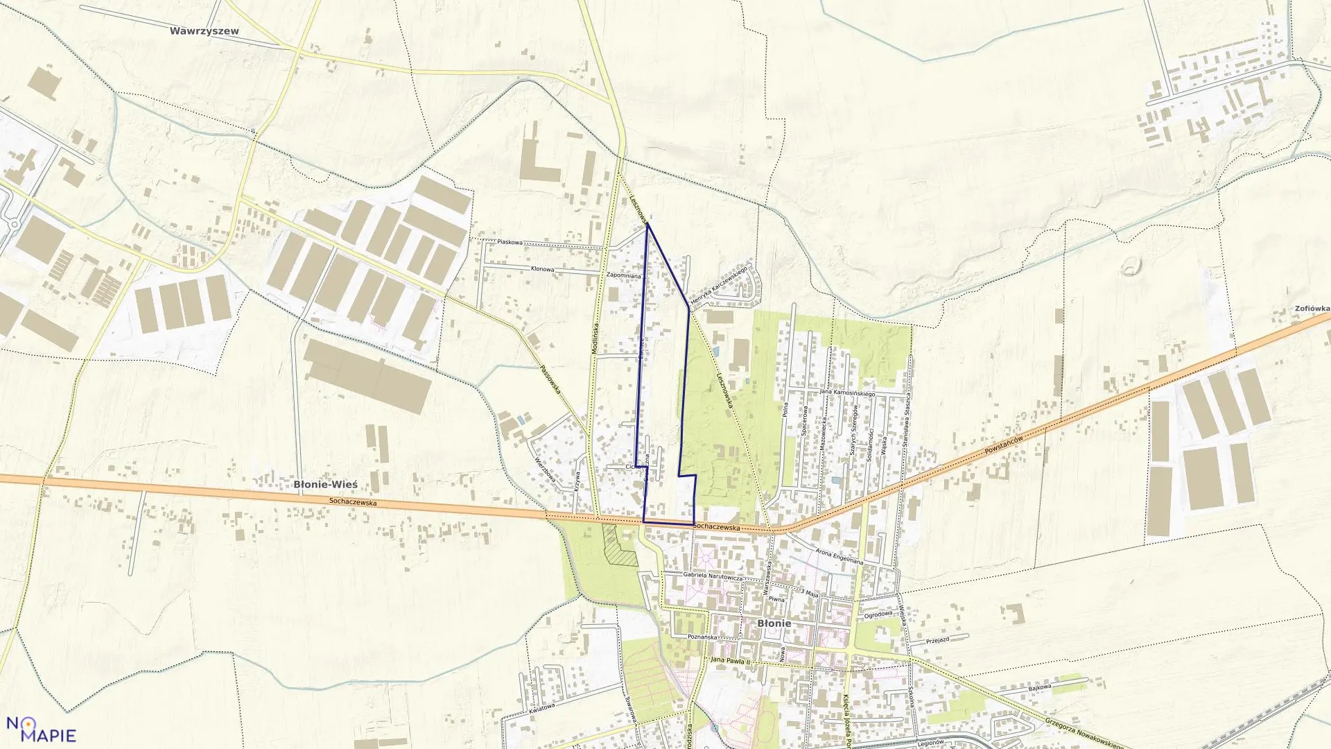 Mapa obrębu 0005 w gminie Błonie