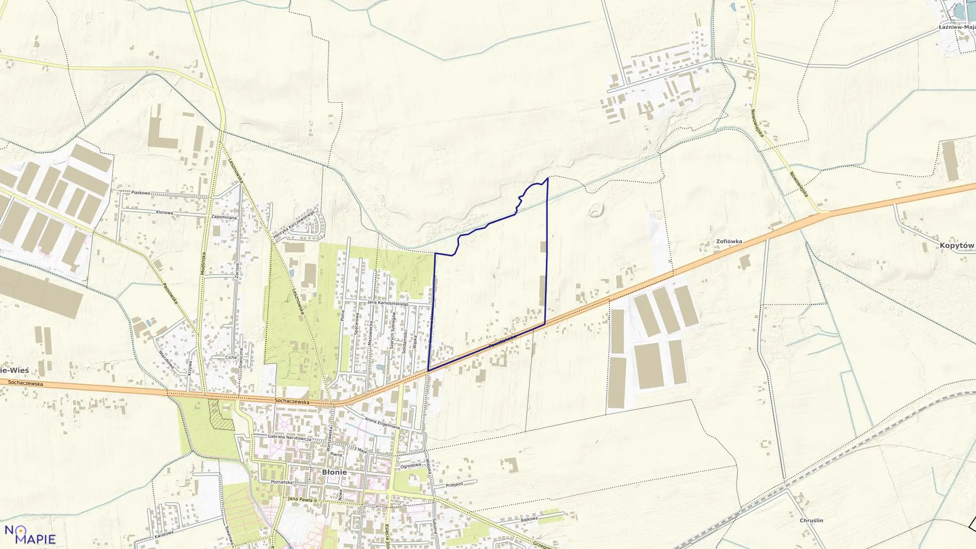 Mapa obrębu 0010 w gminie Błonie