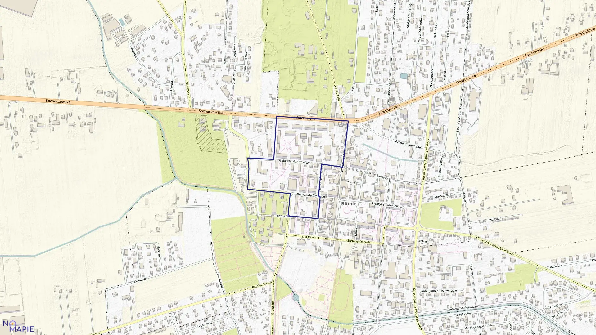 Mapa obrębu 0015 w gminie Błonie