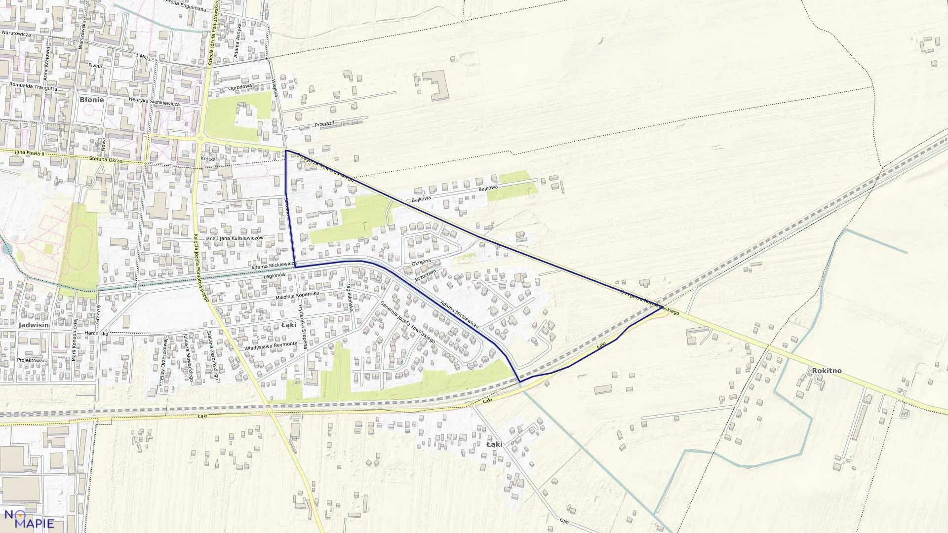 Mapa obrębu 0021 w gminie Błonie