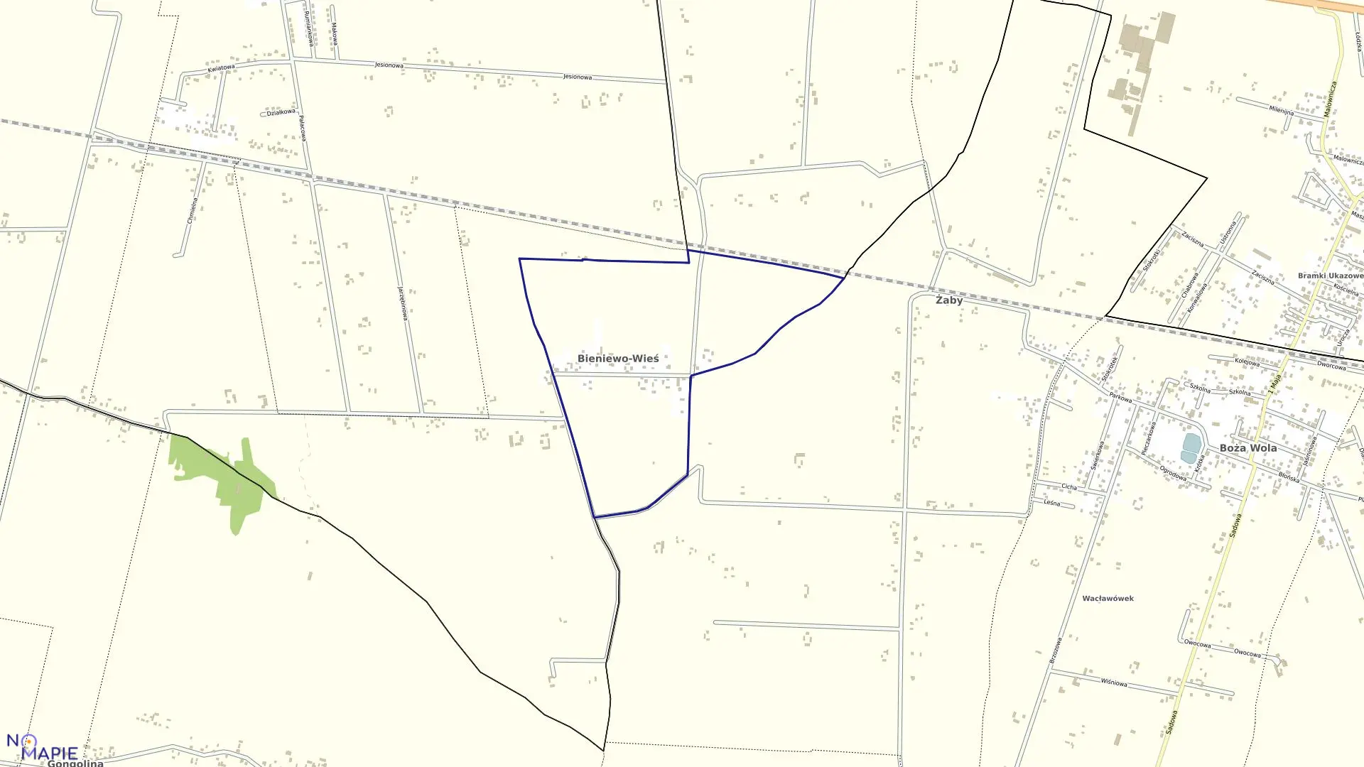 Mapa obrębu BIENIEWO-WIEŚ w gminie Błonie