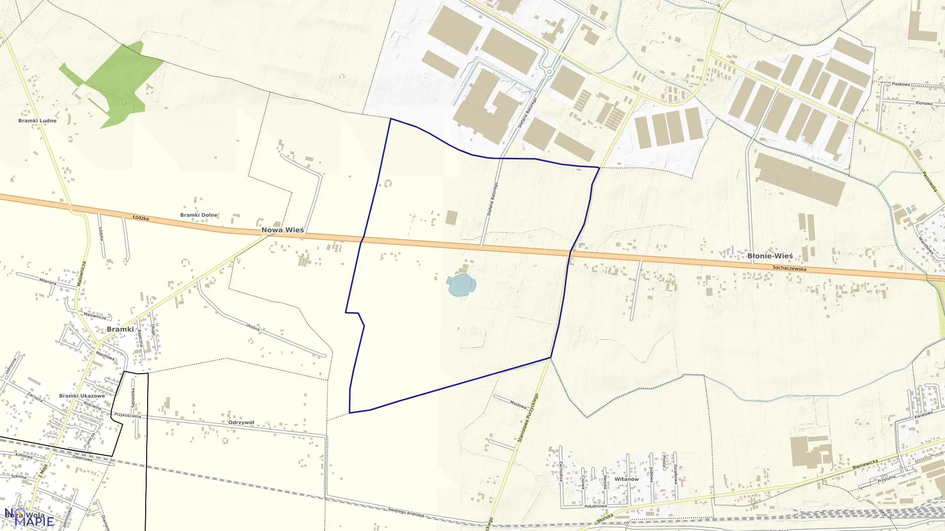 Mapa obrębu PIORUNÓW w gminie Błonie